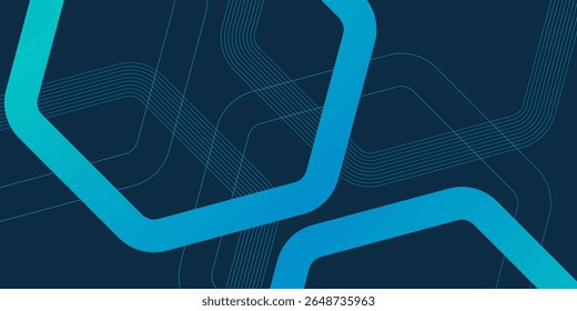 Fondo abstracto del hexágono azul. Geométrica mínima. Diseño de moda de la forma del gradiente. Gráfico futurista moderno. Traje para el Anuncio, folleto, negocio. Vector