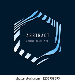 Blue hexagon abstract badge template vector
