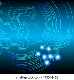 blue hexagon abstract cyber future technology concept background, illustration, circuit. move motion speed. sci-fi. vector, Safety, Closed Padlock on digital. Spark