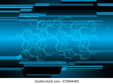blue hexagon abstract cyber future technology concept background, illustration, circuit. move motion speed. sci-fi. vector, Safety, Closed Padlock on digital. Spark