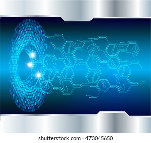 blue hexagon abstract cyber future technology concept background, illustration, circuit. move motion speed. sci-fi. vector, Safety, Closed Padlock on digital. Spark