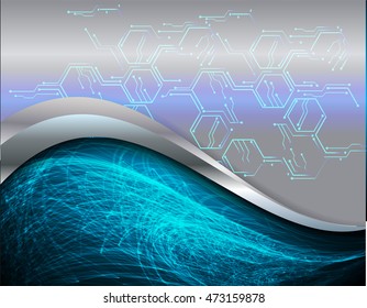 blue hexagon abstract cyber future technology concept background, illustration, circuit. move motion speed. sci-fi. vector, Safety, Closed Padlock on digital. Spark