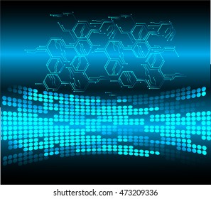 blue hexagon abstract cyber future technology concept background, illustration, circuit. move motion speed. sci-fi. vector, Safety, Closed Padlock on digital. Spark