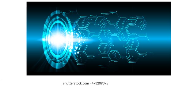 blue hexagon abstract cyber future technology concept background, illustration, circuit. move motion speed. sci-fi. vector, Safety, Closed Padlock on digital. Spark