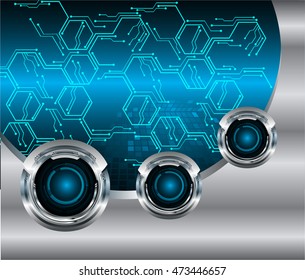 blue hexagon abstract cyber future technology concept background, illustration, circuit. move motion speed. sci-fi. vector, Safety, Closed Padlock on digital. Spark