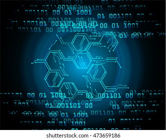 blue hexagon abstract cyber future technology concept background, illustration, circuit. move motion speed. sci-fi. vector, Safety, Closed Padlock on digital. Spark