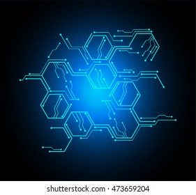 blue hexagon abstract cyber future technology concept background, illustration, circuit. move motion speed. sci-fi. vector, Safety, Closed Padlock on digital. Spark