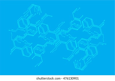 blue hexagon abstract cyber future technology concept background, illustration, circuit board, binary code