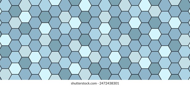 Blue hexagon abstract technology background with black line under hexagon. Hexagonal gaming vector abstract tech background.