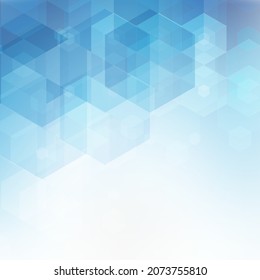 Blue hexagon background. Geometric design element. Polygonal style