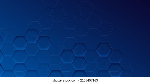 Blue hexagon background, hexagon shape 3d dimension