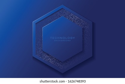 Blue hexagon background texture with glitters.