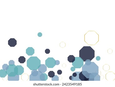 Blue Hexagon Background White Vector. Atom Communication Wallpaper. Network Illustration. Gray Line Innovation. Geometric Background.