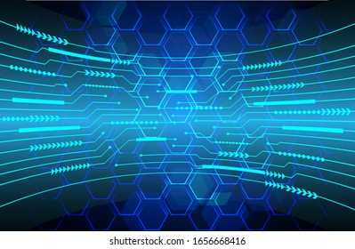 blue hexagon, cyber circuit future technology concept background