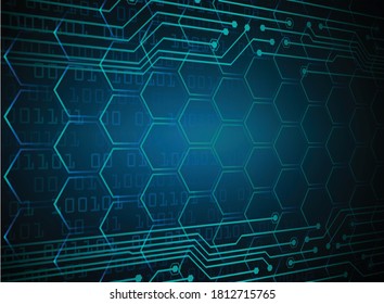 blue hexagon cyber circuit future technology concept background