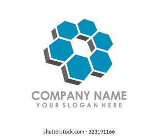 blue hexagon decorative logo image icon vector 1