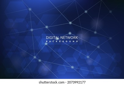 Blue Hexagon Digital Network Connection Internet Technology Background