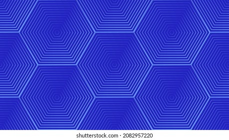 Fondo geométrico del hexágono azul. Ilustración vectorial de patrones sin soldadura
