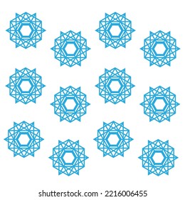 Blue hexagon geometric seamless repeated pattern isolated on white background.