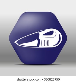 blue hexagon icon or logo vacuum cleaner