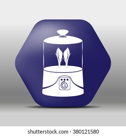 blue hexagon icon or logo white device for seeds