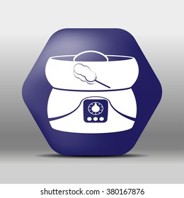 blue hexagon icon or logo white Candy floss machine