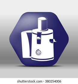 blue hexagon icon or logo white juicer