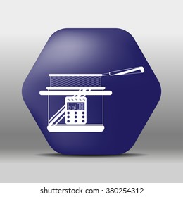 blue hexagon icon or logo white fryer
