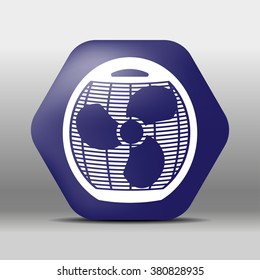 blue hexagon icon or logo white fan