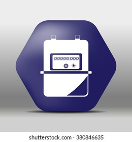 blue hexagon icon or logo white gas meter