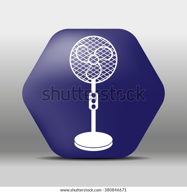 blue hexagon icon or logo\
white fan