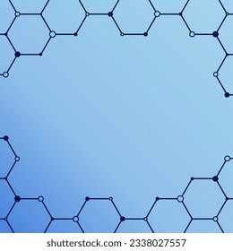 elemento de ilustración de hexágono azul como borde de fondo de encabezado o pie de página o decoración de elementos de marco y adorno para tema de diseño de tecnología o computadora