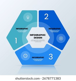 Infografik-Diagrammvorlage für blaues Hexagon