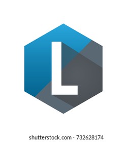 Blue Hexagon Initial L Logo Vector