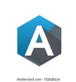 Blue Hexagon Initial A Logo Vector