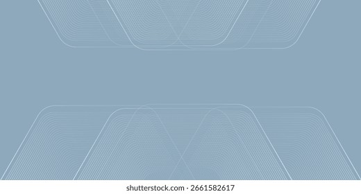 Líneas hexagonales azules sobre fondo gris simple. Línea de rayas geométricas diseño de arte línea de luz gradiente Vector agradable