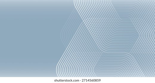 Blue hexagon lines on gray background. Geometric stripe line art design presentation old
