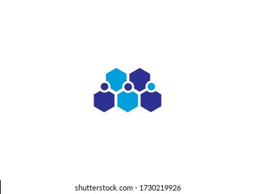 Blaue Hexagon-Logo-Designvektor-Vorlage