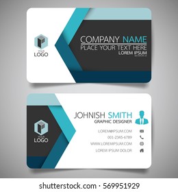 Blue hexagon modern creative business card and name card,horizontal simple clean template vector design, layout in rectangle size.