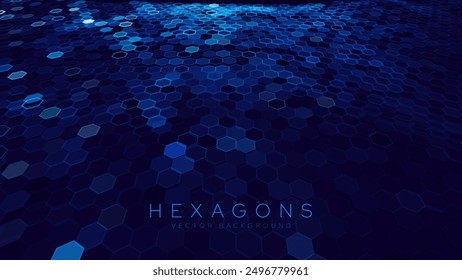 Patrón hexagonal azul. Antecedentes Abstractas de tecnología química médica. Patrón hexagonal para el diseño de Ciencia de alta tecnología. Cyber Hexagon 3D Grid Sci-Fi Game de fondo. Ilustración vectorial.