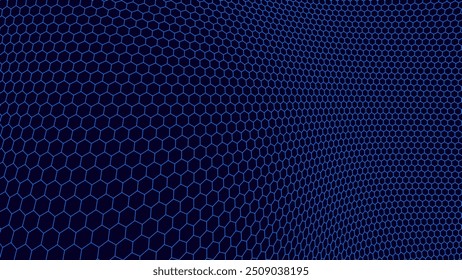 Blaues Hexagon-Muster. Abstrakter medizinisch-chemischer technischer Hintergrund. Hexagonales Muster für Hi-Tech Science Design. Cyber Hexagon 3D Grid Sci-Fi Spiel Hintergrund. Vektorgrafik.