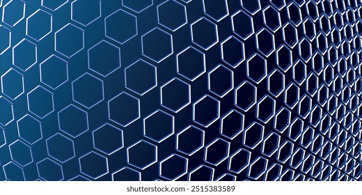 Blue Hexagon Pattern. Abstract Medical Chemical Technology Background. Hexagon Pattern for High Tech Science Design. Vector Illustration.
