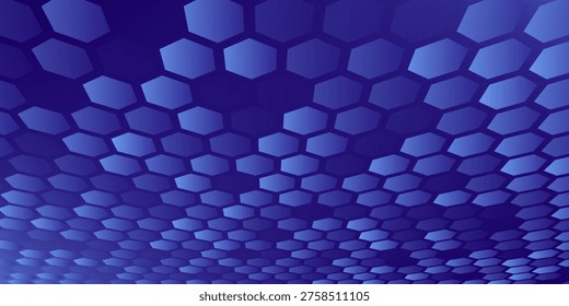 Blue Hexagon Pattern. Abstract Medical Chemical Tech Background. Hexagonal Pattern for Hi-Tech Science Design. Cyber Hexagon 3D Grid Sci-Fi Game Backdrop. Vector Illustration.