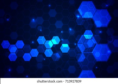 Blue hexagon pattern , Abstract technology background