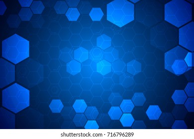 Blue hexagon pattern , Abstract technology background