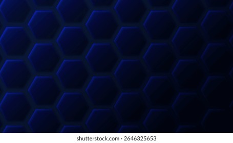 Blue hexagon pattern arranged. Dark blue digital technology background.