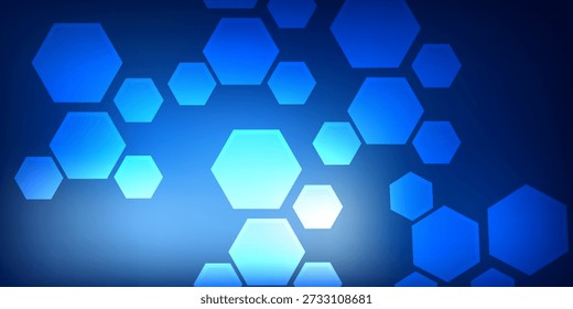Patrón azul del hexágono con el resplandor ligero para la textura futurista del telón de fondo de la Plantilla del Diseño gráfico del fondo de la tecnología