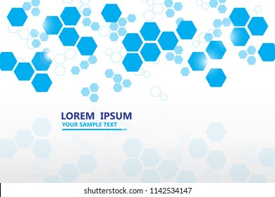 blue hexagon pattern white background vector template