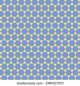 blue hexagon patterns on yellow background, vector 