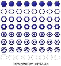 Blue hexagon set - vector version 